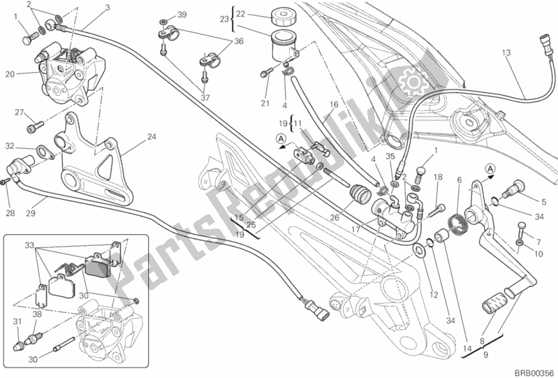 Alle onderdelen voor de Achter Remsysteem van de Ducati Monster 795 EU Thailand 2013
